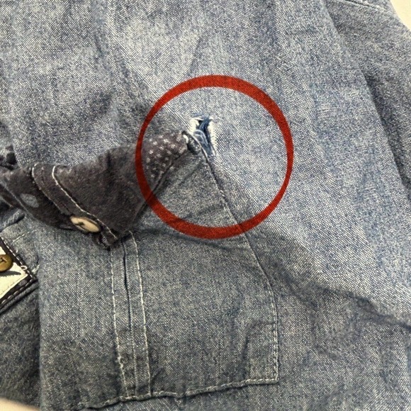 TRIPLE FAT GOOSE Men’s Blue Denim Chambray Embroidered Long Sleeve Shirt Sz 3XL - Picture 12 of 12